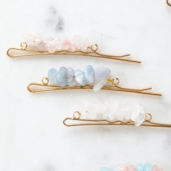 Hair Clip Bundle 3 Gemstone Hair clips Adorable Amethyst Lapis Lazuli - Picture 6 of 11